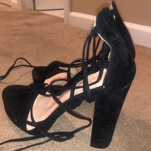 Lulu’s lace up black heels